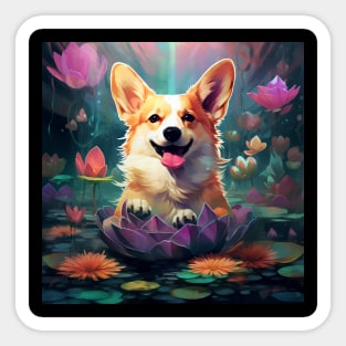 Lotus Corgi Sticker